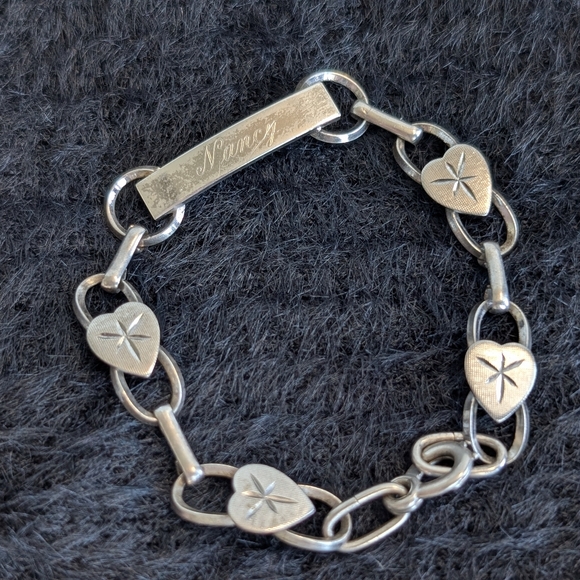 Vtg 925 Sweetheart Name Plate Bracelet 6.5" - Picture 5 of 9